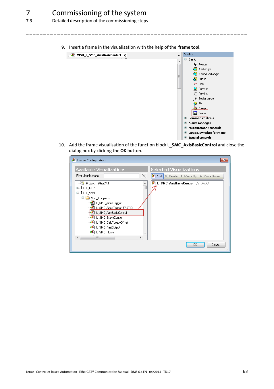 7commissioning of the system | Lenze EtherCAT Controller-based Automation User Manual | Page 63 / 205