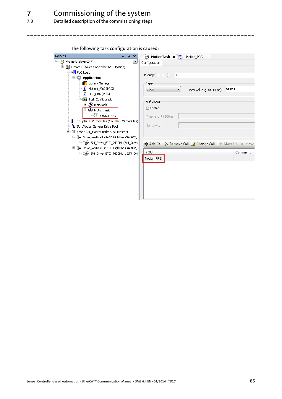 7commissioning of the system | Lenze EtherCAT Controller-based Automation User Manual | Page 85 / 205