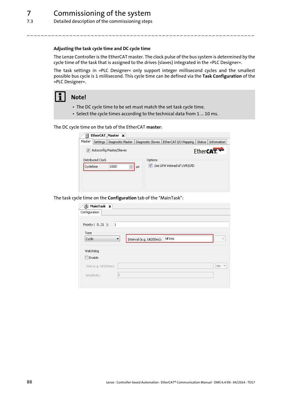 7commissioning of the system | Lenze EtherCAT Controller-based Automation User Manual | Page 88 / 205