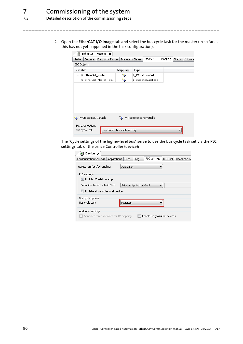 7commissioning of the system | Lenze EtherCAT Controller-based Automation User Manual | Page 90 / 205