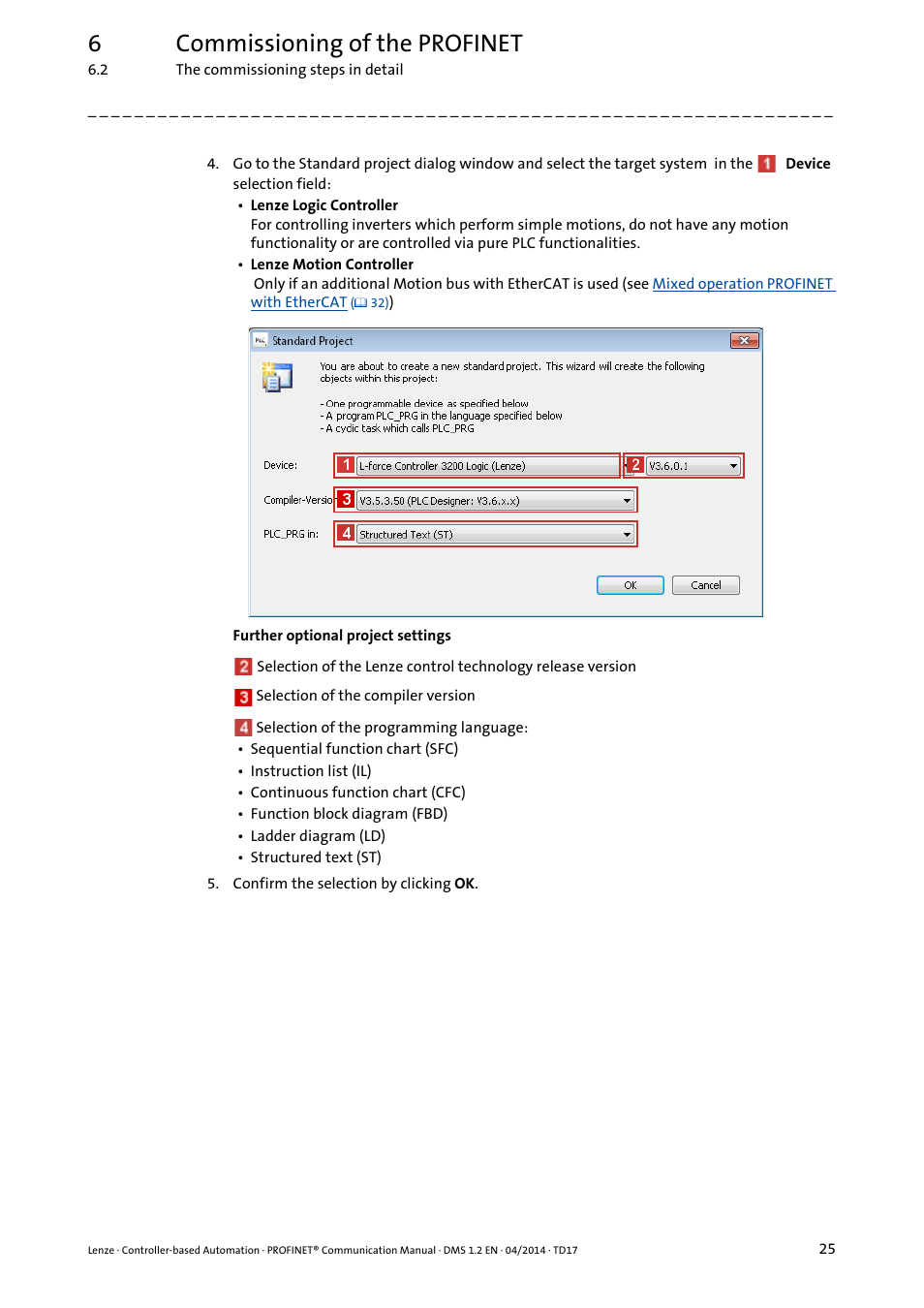 6commissioning of the profinet | Lenze PROFINET Controller-based Automation User Manual | Page 25 / 44
