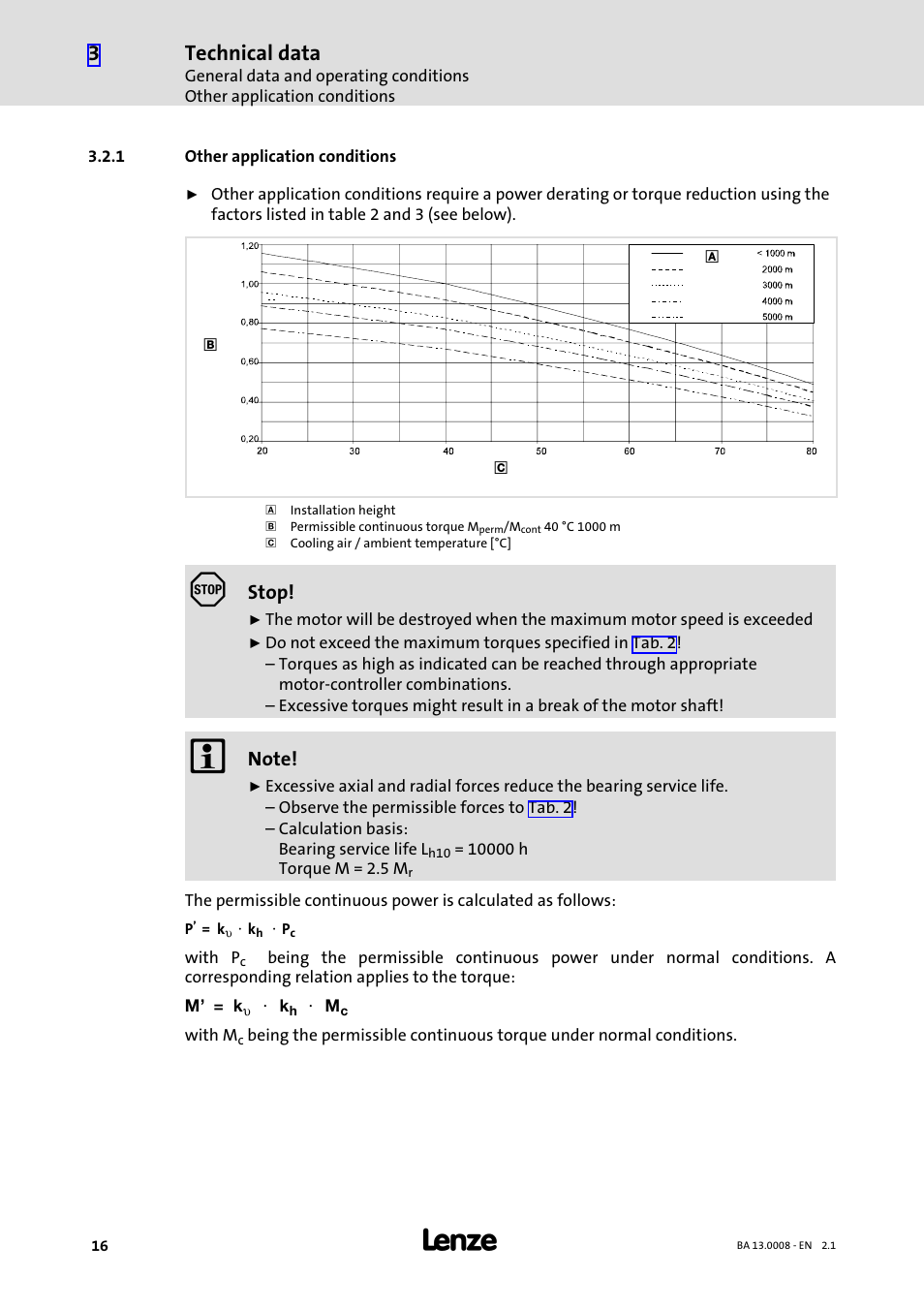 1 other application conditions, Other application conditions, Technical data | Lenze SDSGA User Manual | Page 16 / 32