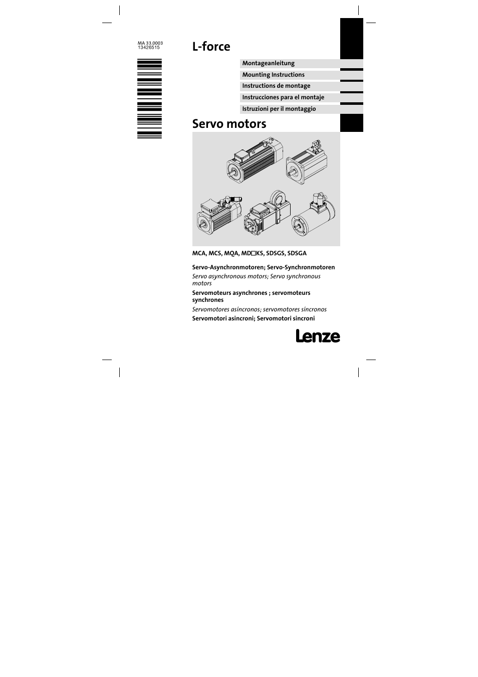 Lenze SDSGA Mounting Instructions User Manual | 28 pages