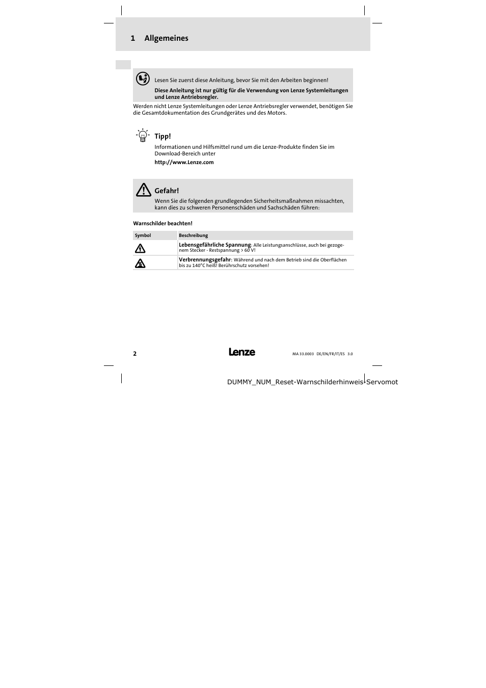 Lenze SDSGA Mounting Instructions User Manual | Page 2 / 28