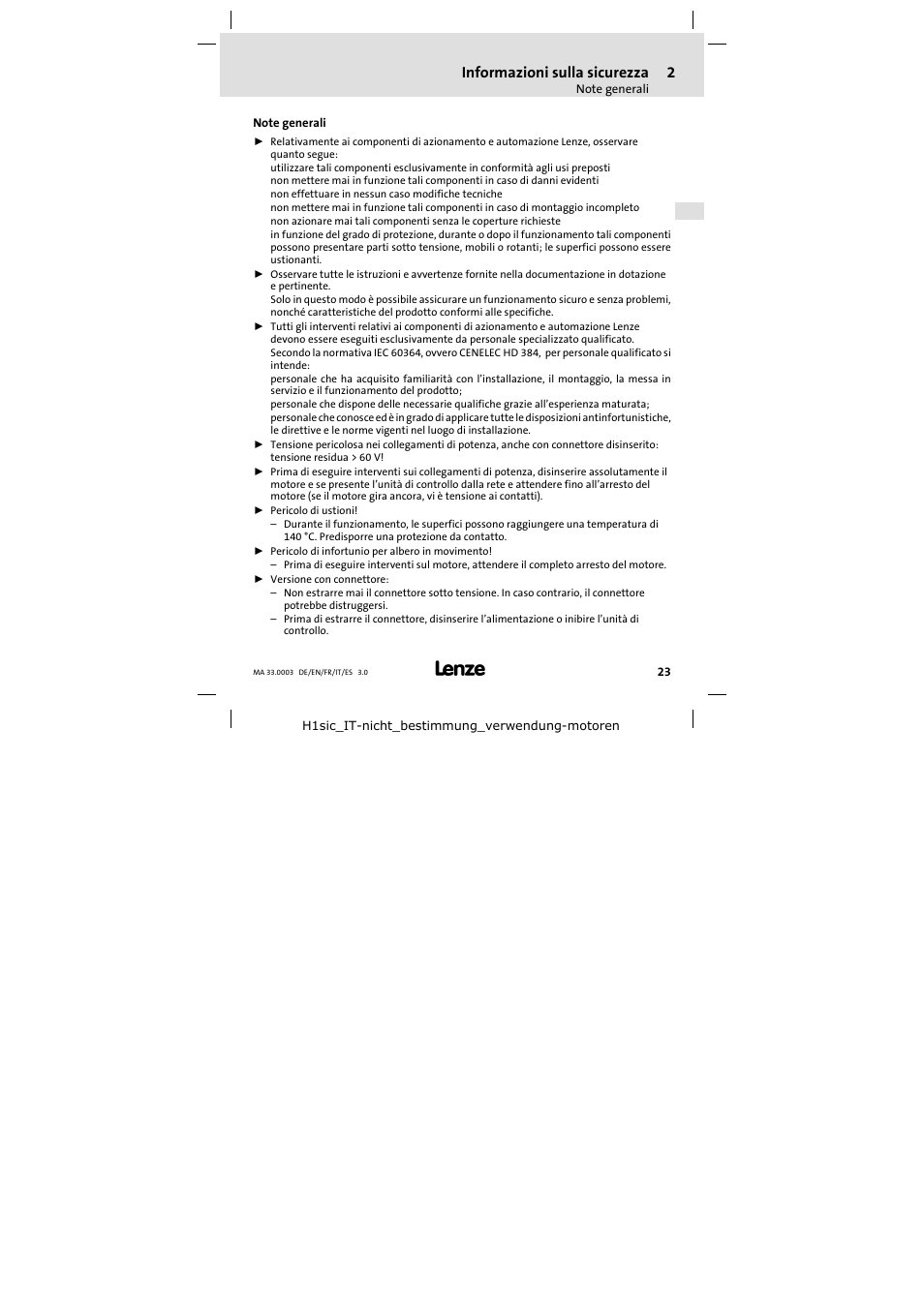 Informazioni sulla sicurezza | Lenze SDSGA Mounting Instructions User Manual | Page 23 / 28