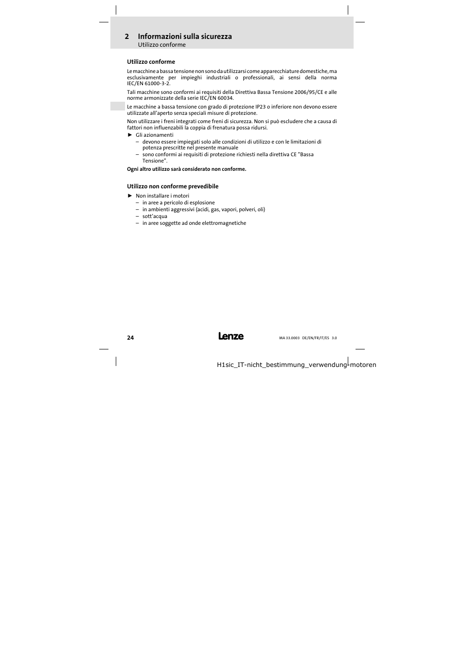 2 informazioni sulla sicurezza | Lenze SDSGA Mounting Instructions User Manual | Page 24 / 28