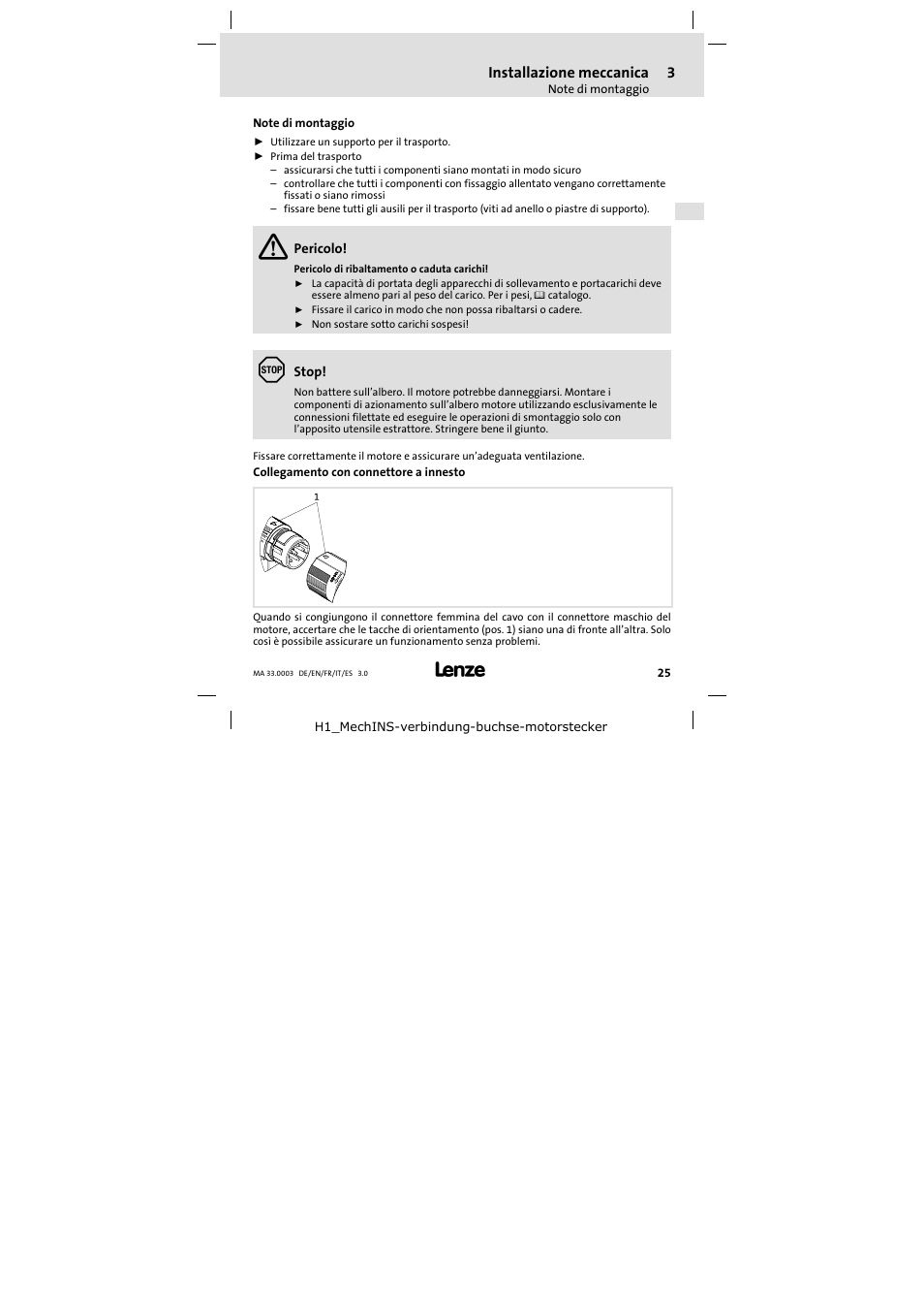 Installazione meccanica | Lenze SDSGA Mounting Instructions User Manual | Page 25 / 28