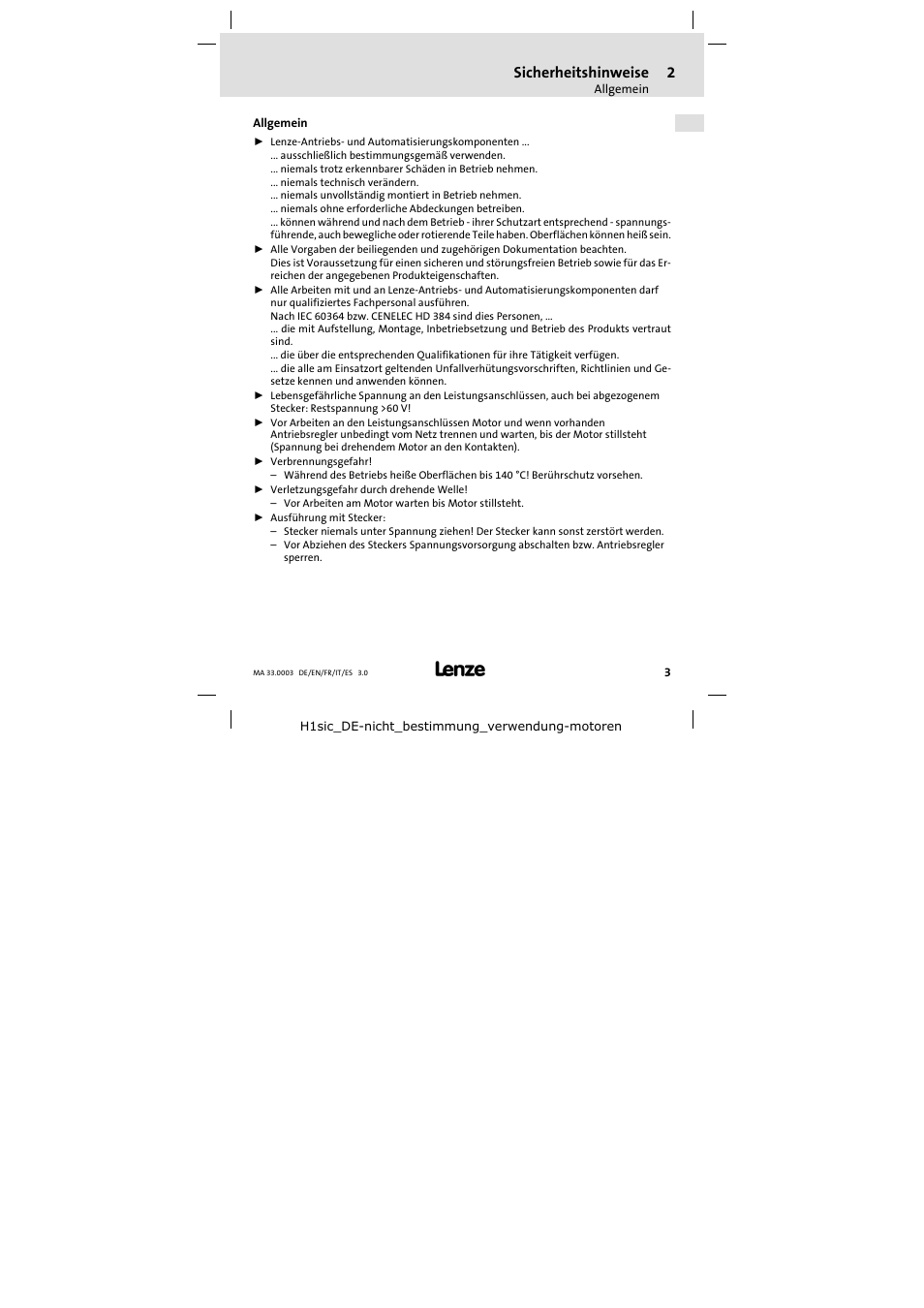 Sicherheitshinweise | Lenze SDSGA Mounting Instructions User Manual | Page 3 / 28