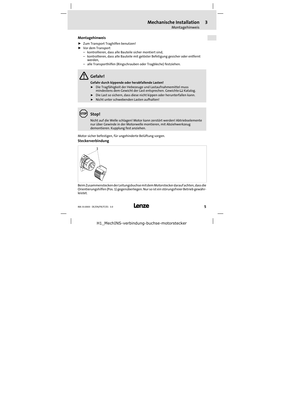 Mechanische installation | Lenze SDSGA Mounting Instructions User Manual | Page 5 / 28