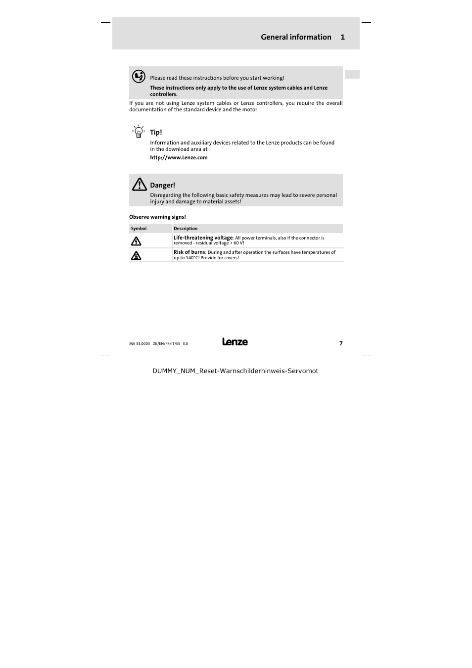 Lenze SDSGA Mounting Instructions User Manual | Page 7 / 28