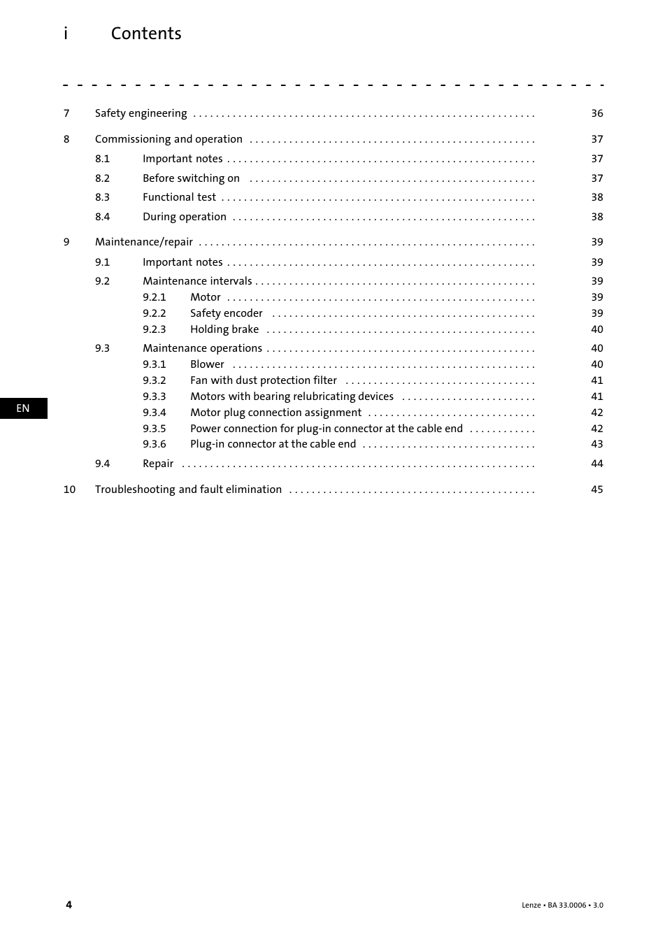 Contents i | Lenze MDFQA Operating Instructions User Manual | Page 4 / 48