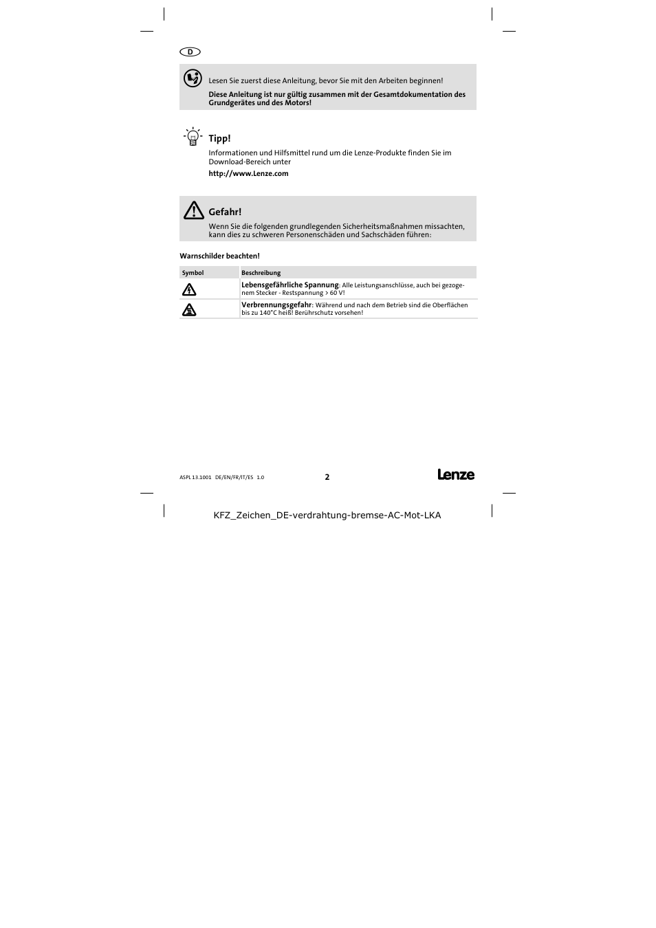 Lenze 13.750 Three-phase AC motors User Manual | Page 2 / 37