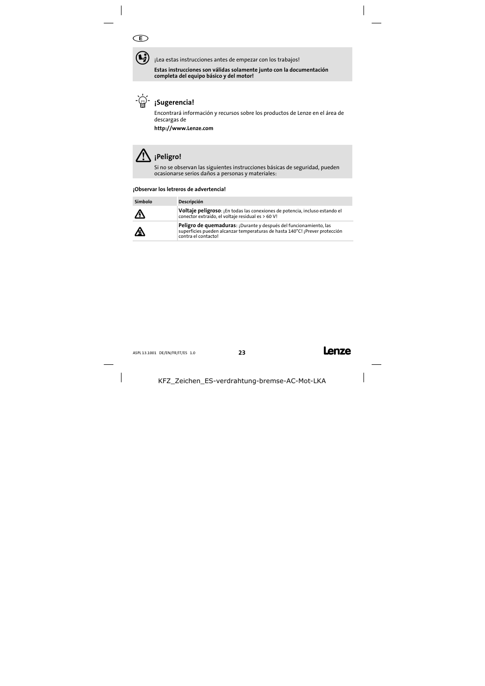 Lenze 13.750 Three-phase AC motors User Manual | Page 23 / 37