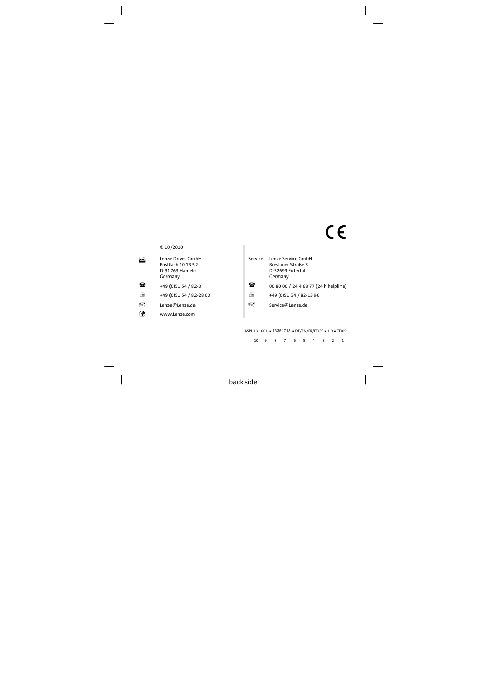 Lenze 13.750 Three-phase AC motors User Manual | Page 37 / 37