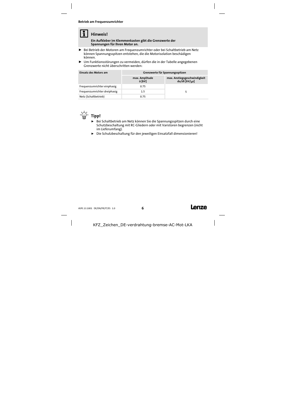 Betrieb am frequenzumrichter | Lenze 13.750 Three-phase AC motors User Manual | Page 6 / 37