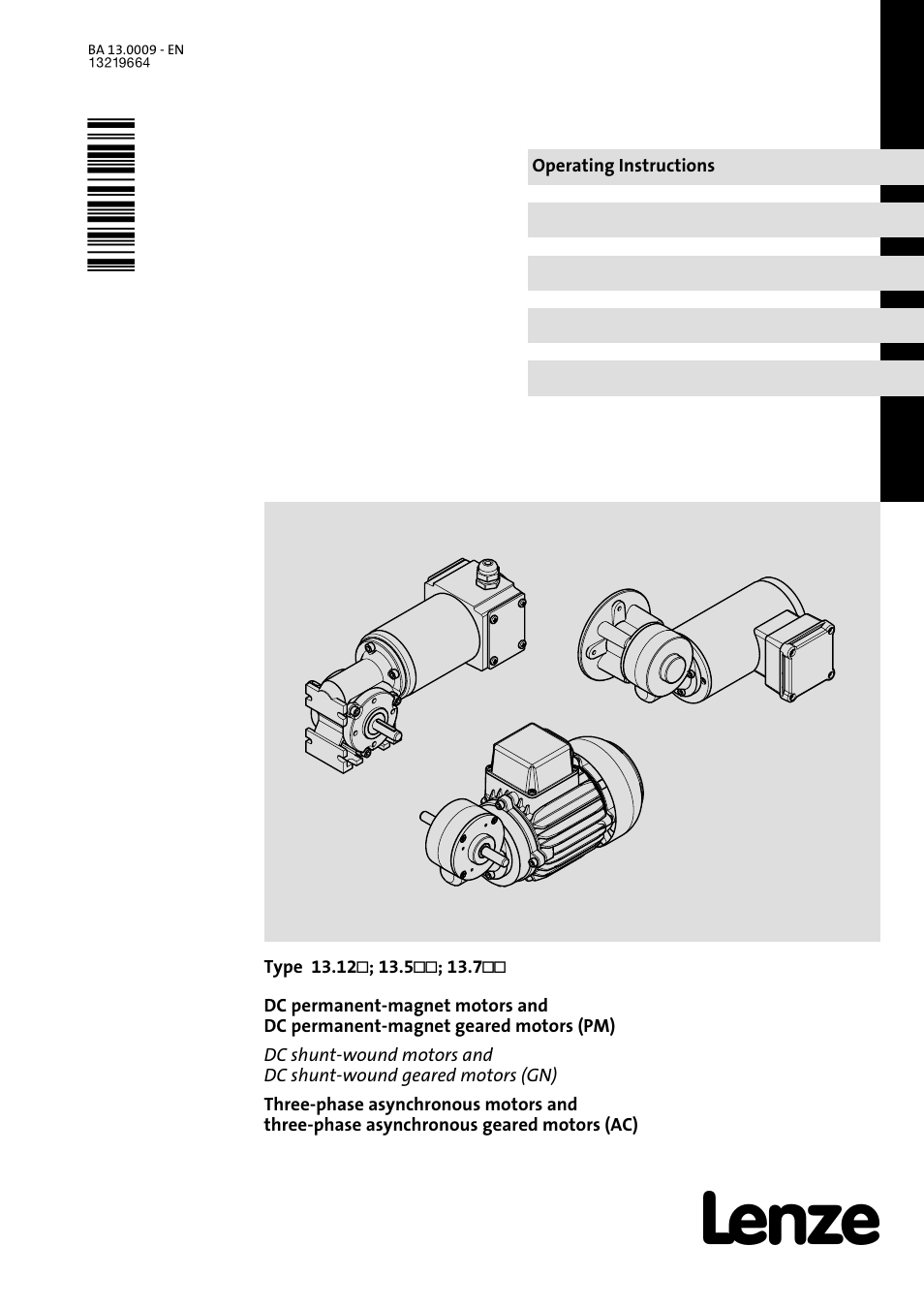 Lenze 13.7xx Motors-Geared motors User Manual | 56 pages