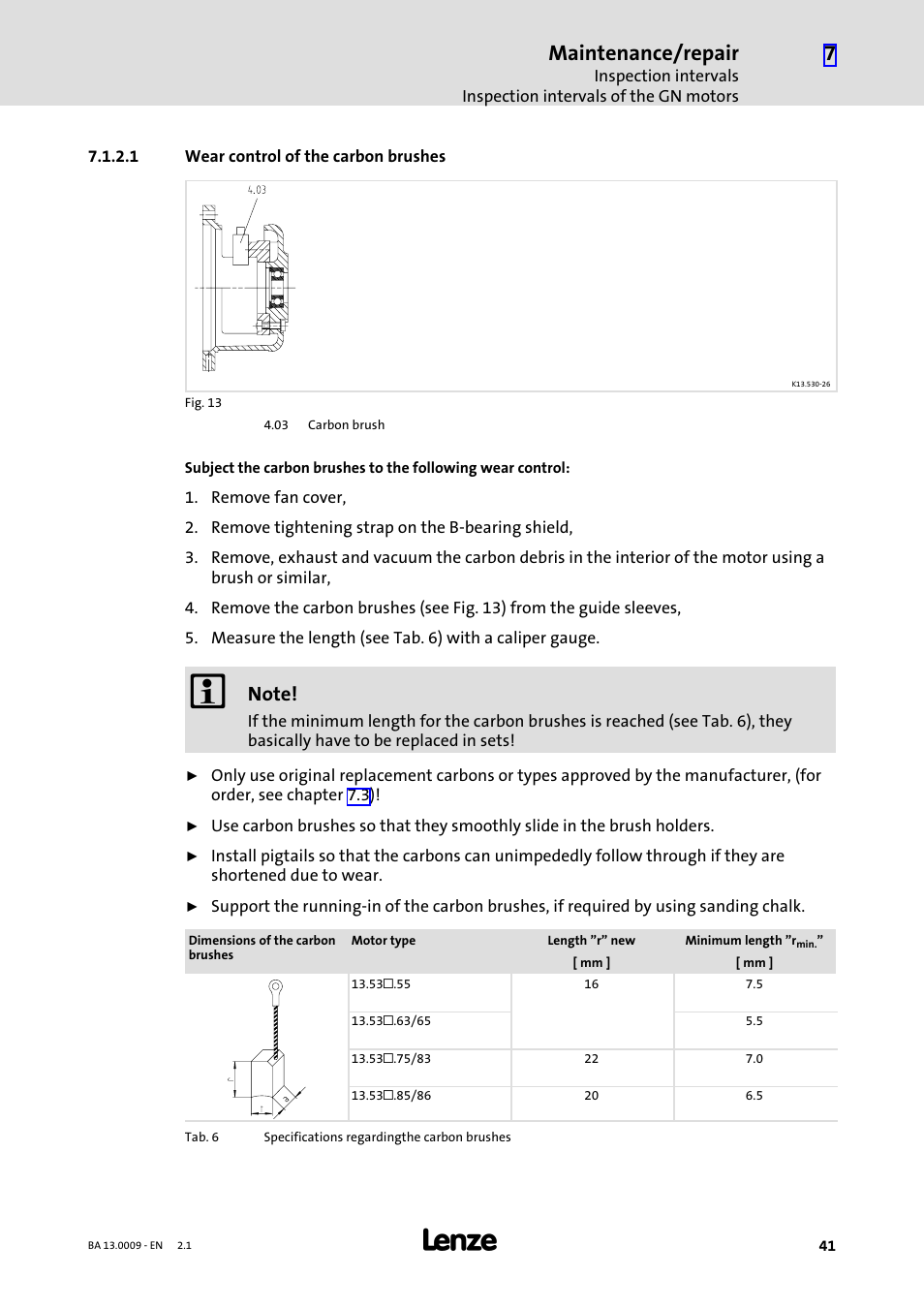 Maintenance/repair | Lenze 13.7xx Motors-Geared motors User Manual | Page 41 / 56