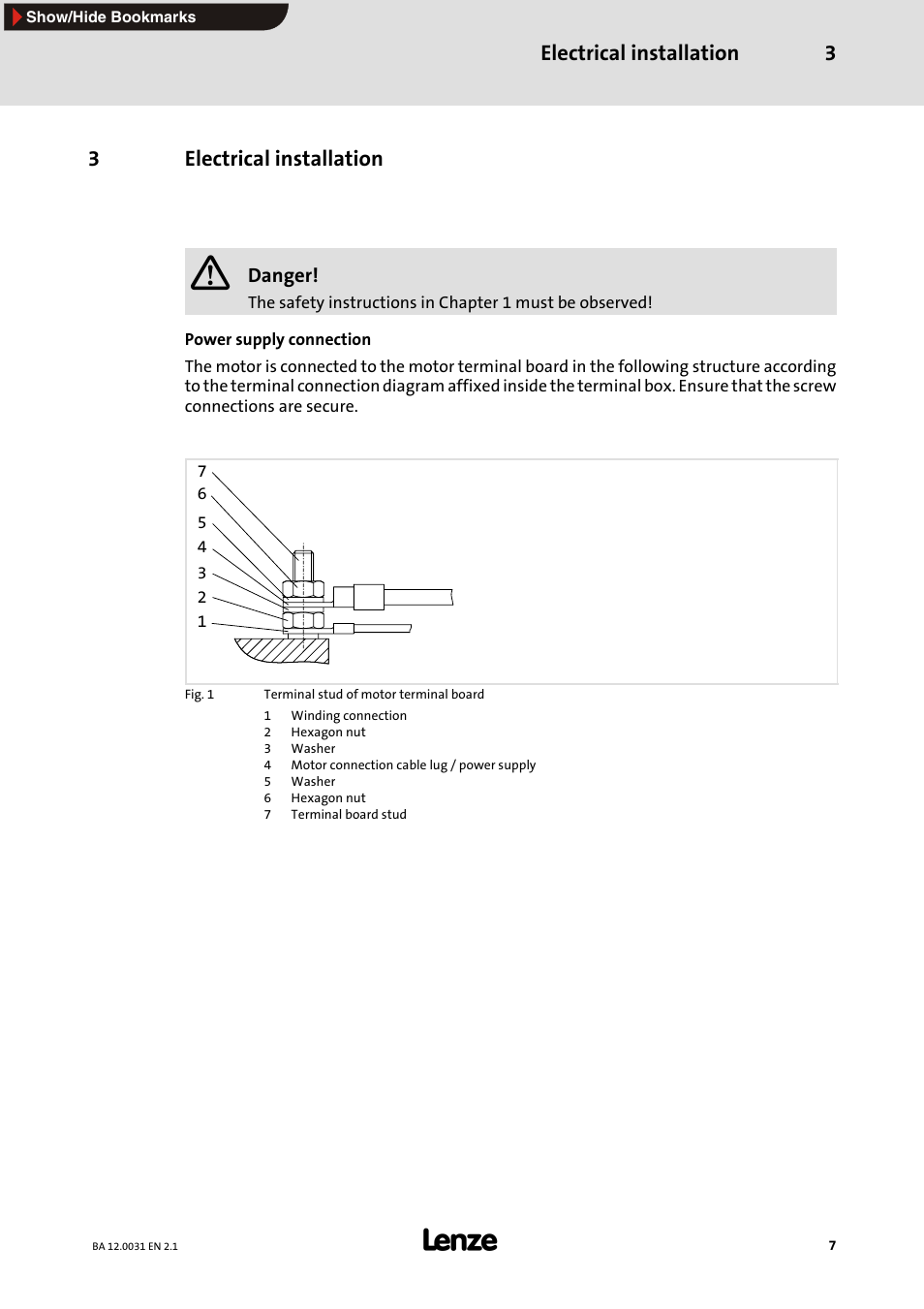 3 electrical installation, Electrical installation, Electrical installation 3 | 3electrical installation | Lenze MDxMA Three-phase AC motors ATEX 3D category User Manual | Page 7 / 15