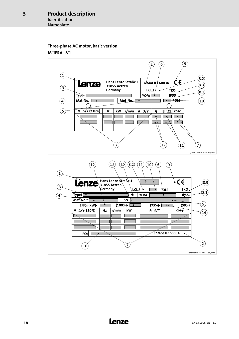 Product description | Lenze MDxMA-MHxMA-MFxMA-MDERA-MHERA Three-phase AC motors User Manual | Page 18 / 60