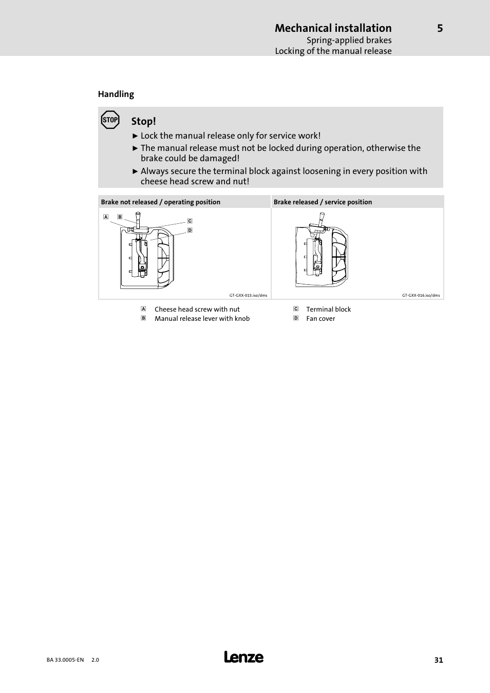 Mechanical installation, Stop | Lenze MDxMA-MHxMA-MFxMA-MDERA-MHERA Three-phase AC motors User Manual | Page 31 / 60