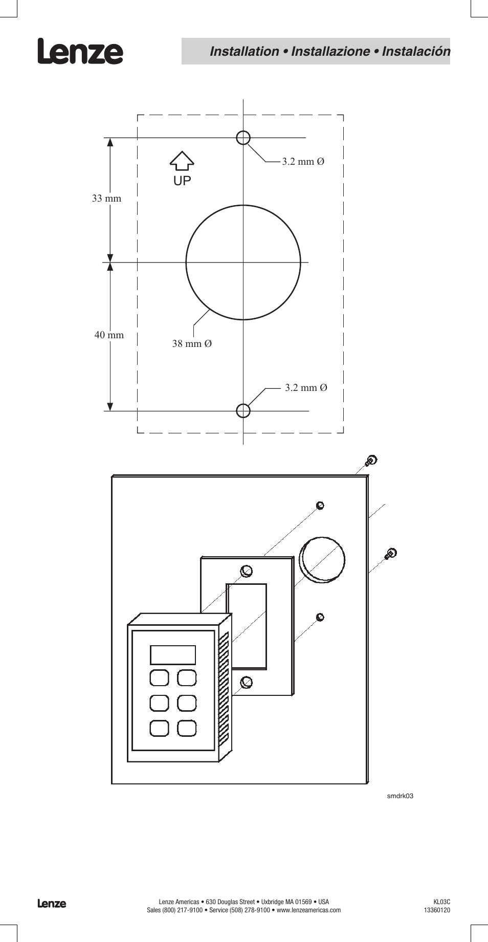 Installation • installazione • instalación | Lenze ESMD smd tmd remote keypad User Manual | Page 2 / 4