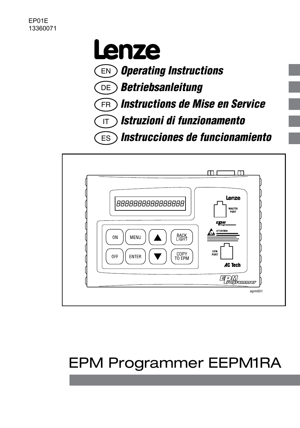 Lenze EPM Programmer EEPM1RA User Manual | 114 pages