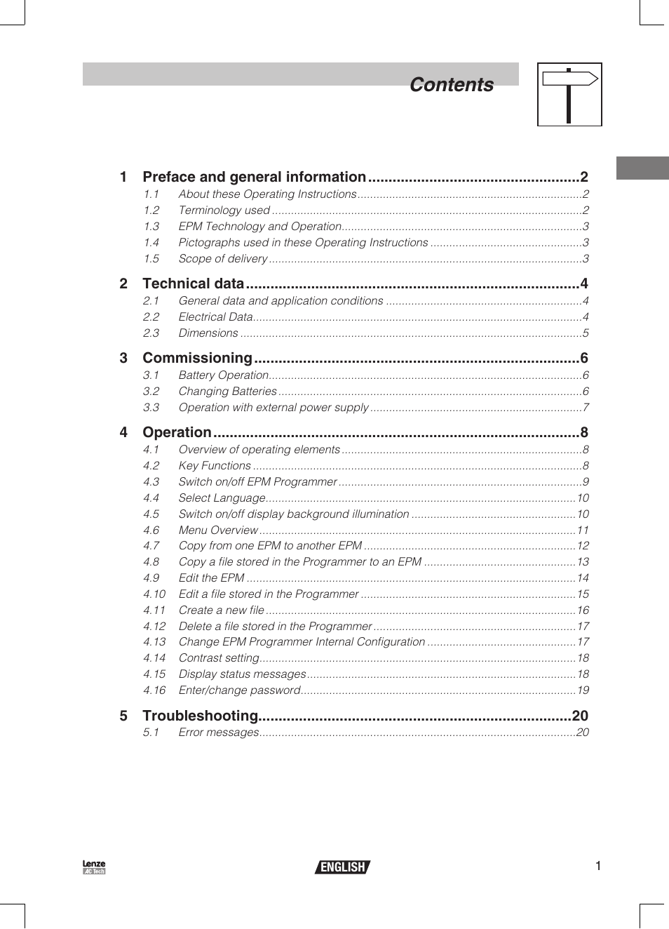 Lenze EPM Programmer EEPM1RA User Manual | Page 3 / 114