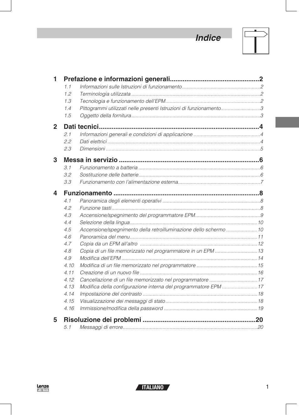 Indice | Lenze EPM Programmer EEPM1RA User Manual | Page 69 / 114