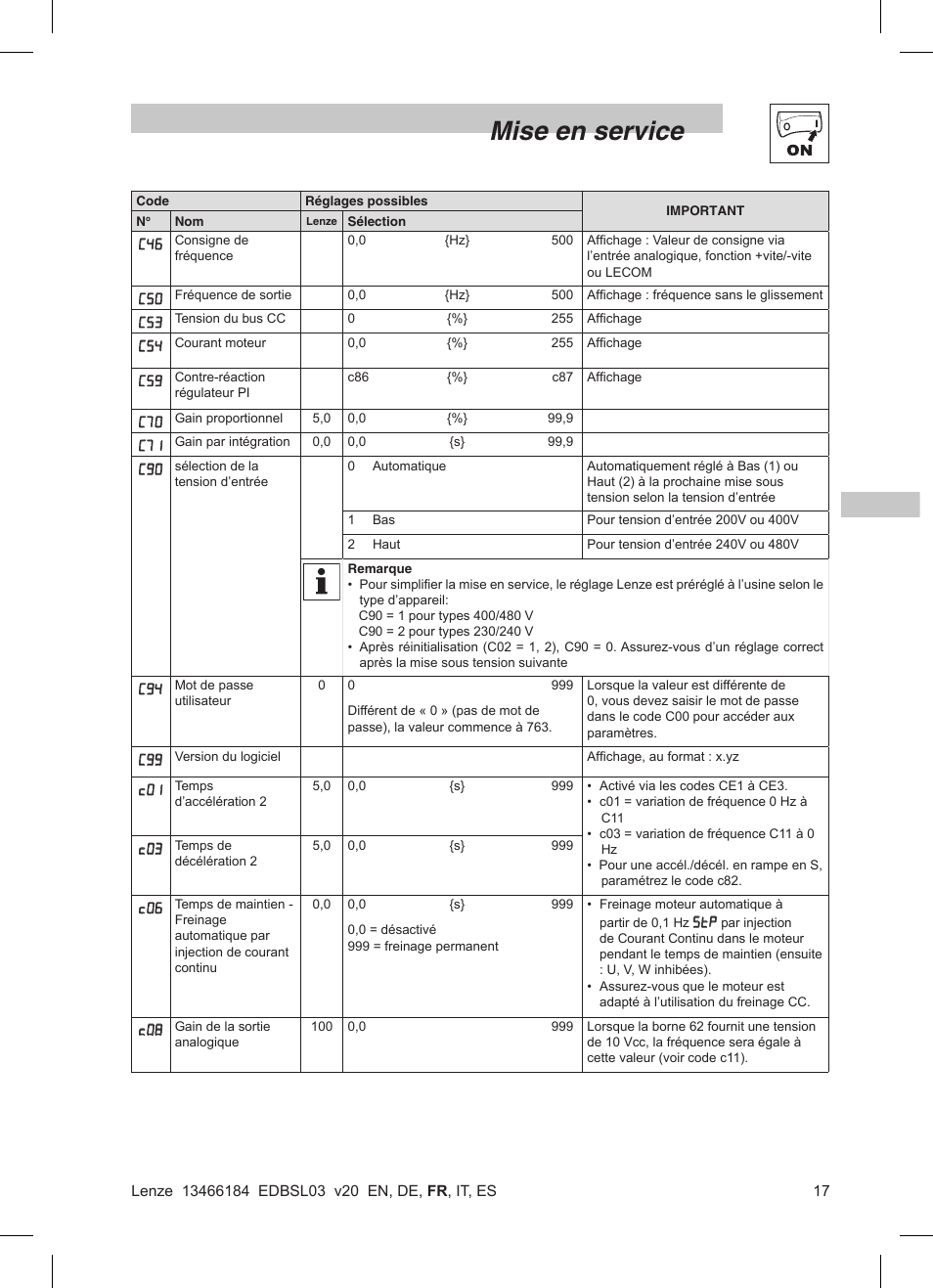 Mise en service | Lenze SMD 0-37kW-22kW User Manual | Page 63 / 116