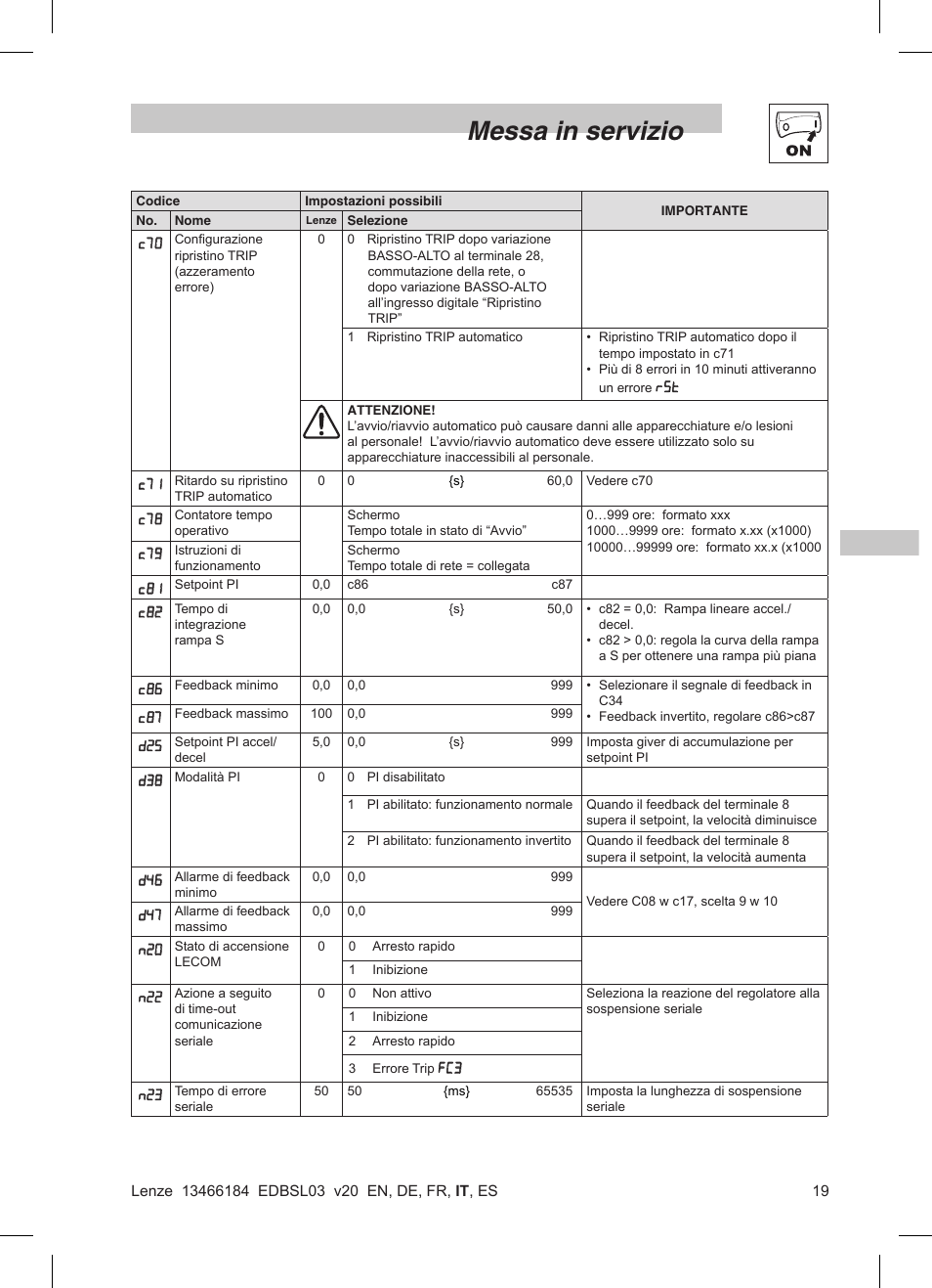 Messa in servizio | Lenze SMD 0-37kW-22kW User Manual | Page 89 / 116