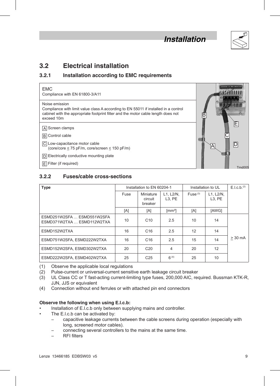 Installation, 2 electrical installation | Lenze SMD 0-25kW-4-0kW Basic I/O User Manual | Page 11 / 36