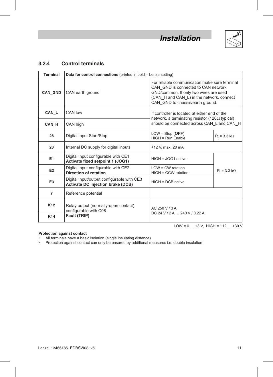 Installation | Lenze SMD 0-25kW-4-0kW Basic I/O User Manual | Page 13 / 36