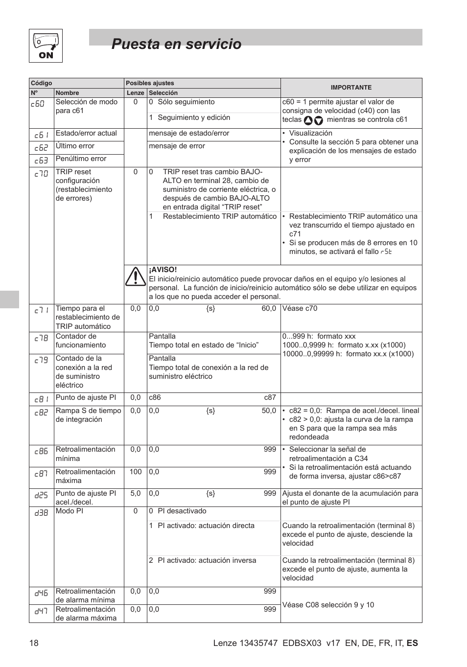 Puesta en servicio | Lenze SMD 0-25kW-4-0kW User Manual | Page 106 / 112