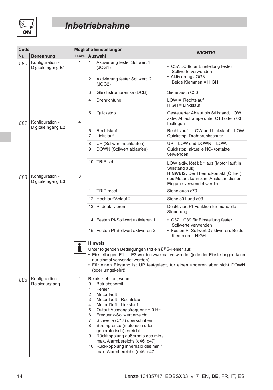 Inbetriebnahme | Lenze SMD 0-25kW-4-0kW User Manual | Page 36 / 112