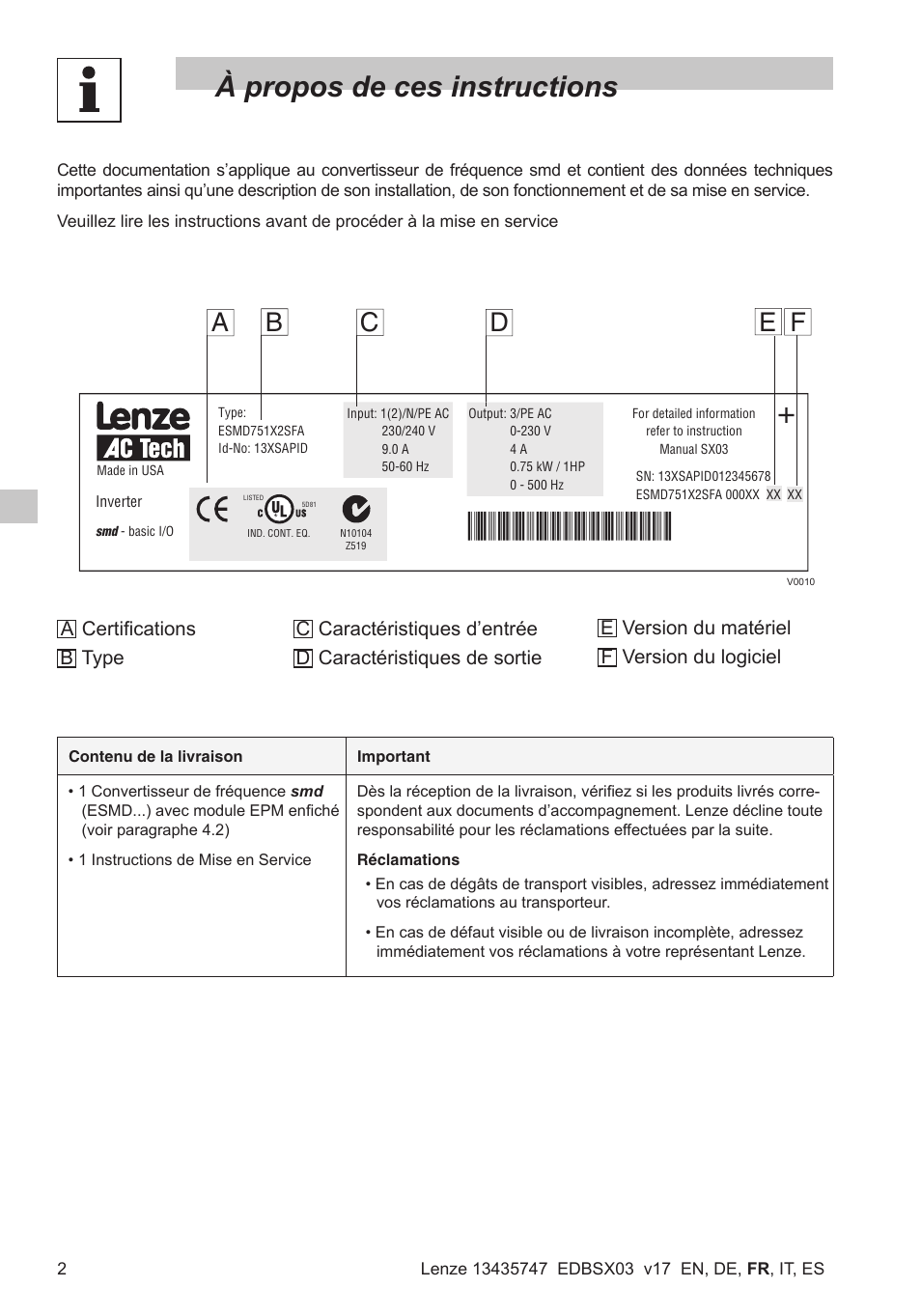 À propos de ces instructions | Lenze SMD 0-25kW-4-0kW User Manual | Page 46 / 112