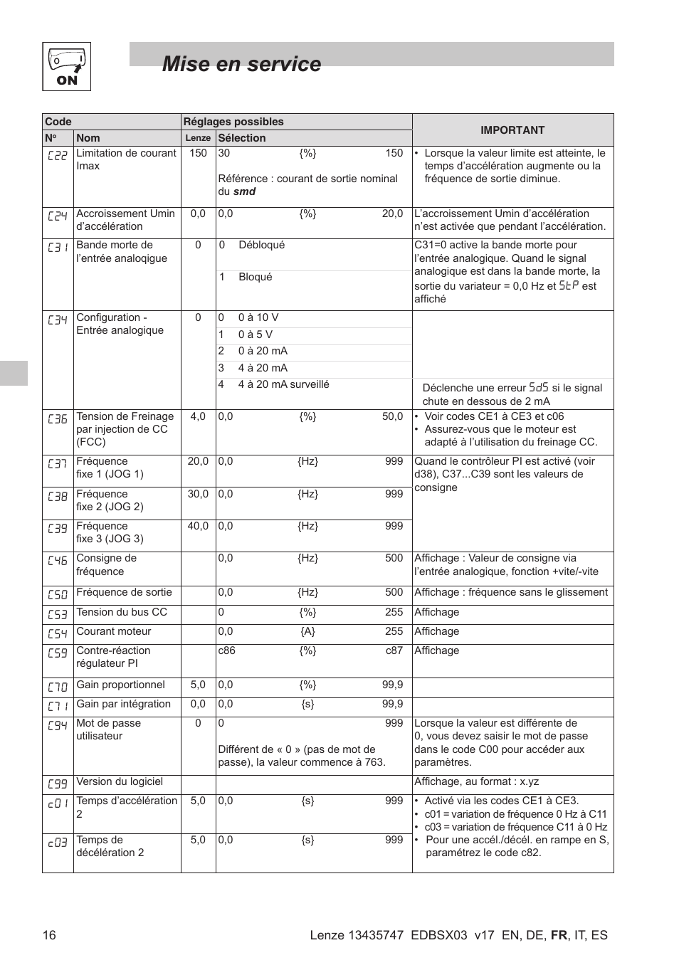 Mise en service | Lenze SMD 0-25kW-4-0kW User Manual | Page 60 / 112