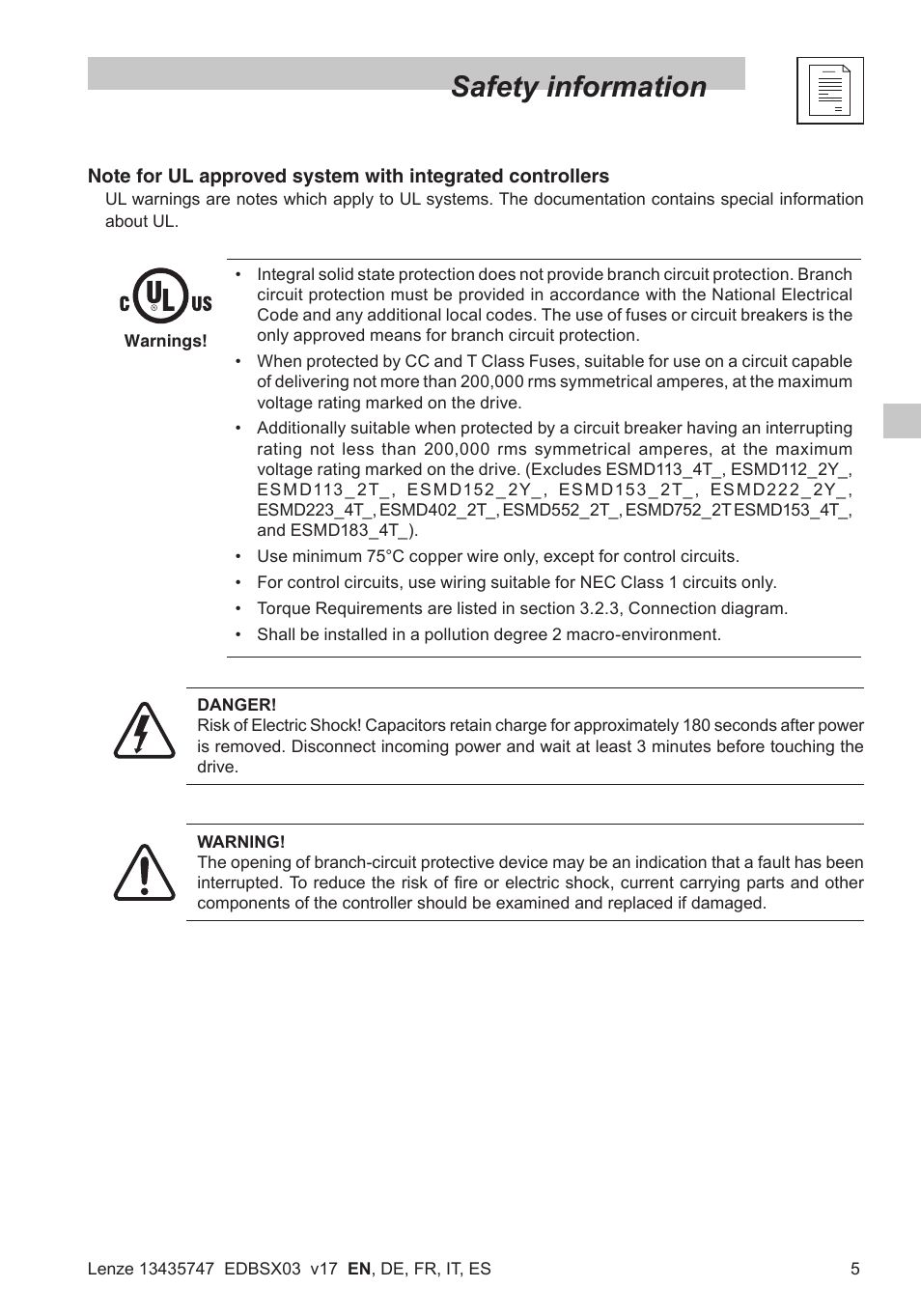 Safety information | Lenze SMD 0-25kW-4-0kW User Manual | Page 7 / 112