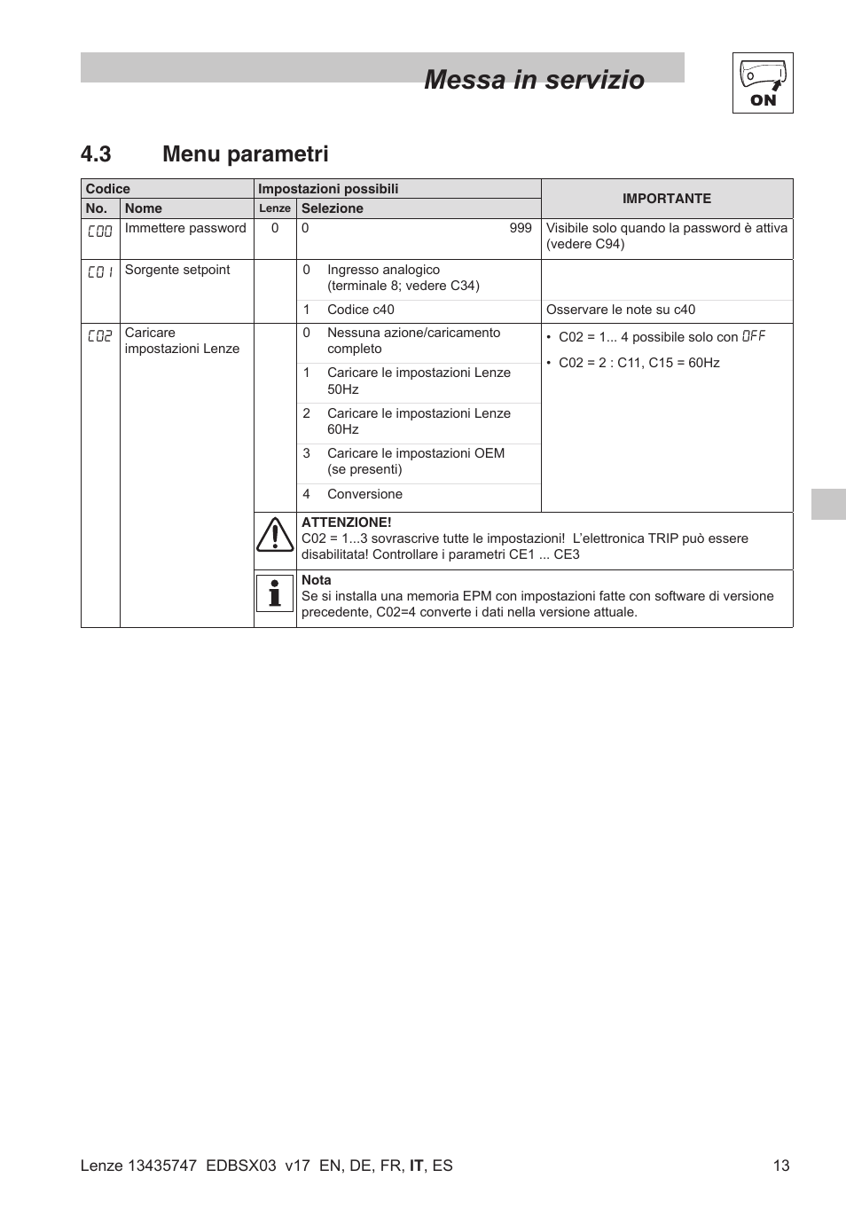 Messa in servizio, 3 menu parametri | Lenze SMD 0-25kW-4-0kW User Manual | Page 79 / 112