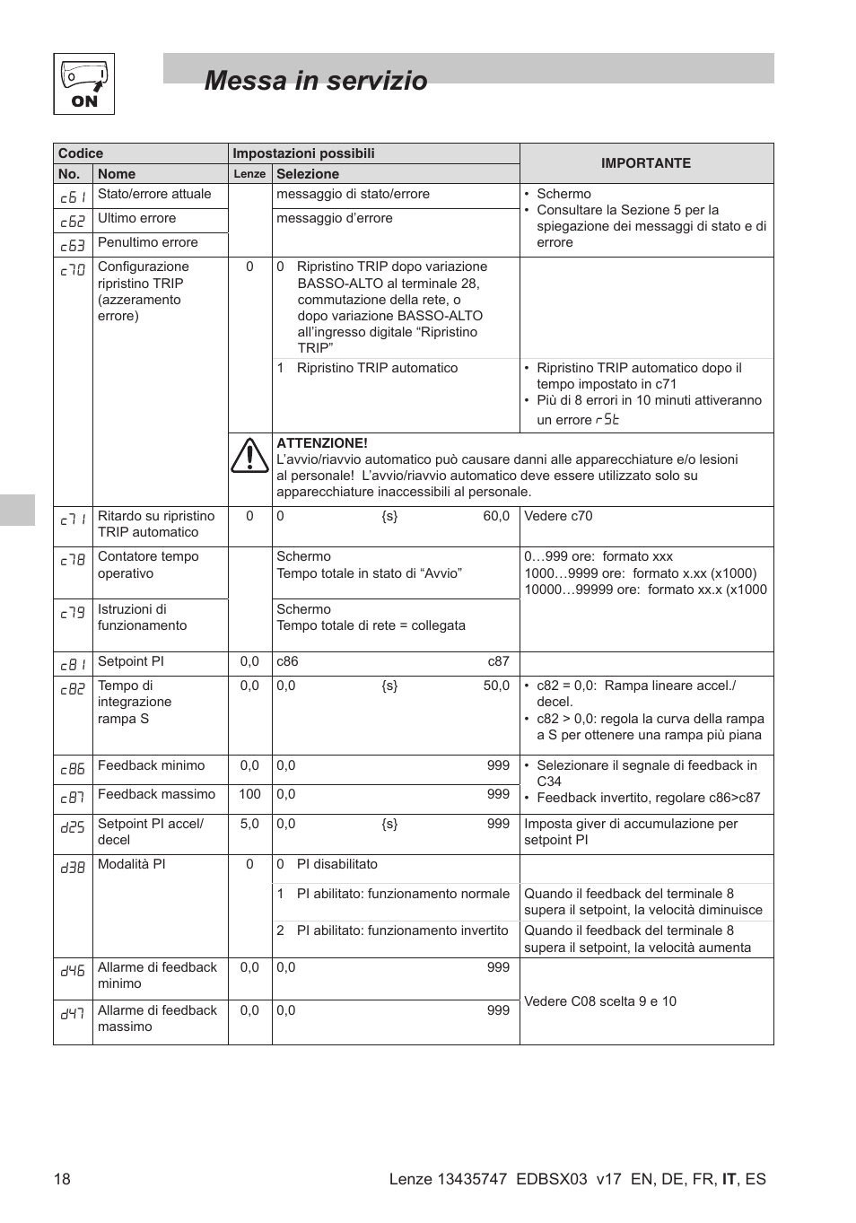 Messa in servizio | Lenze SMD 0-25kW-4-0kW User Manual | Page 84 / 112