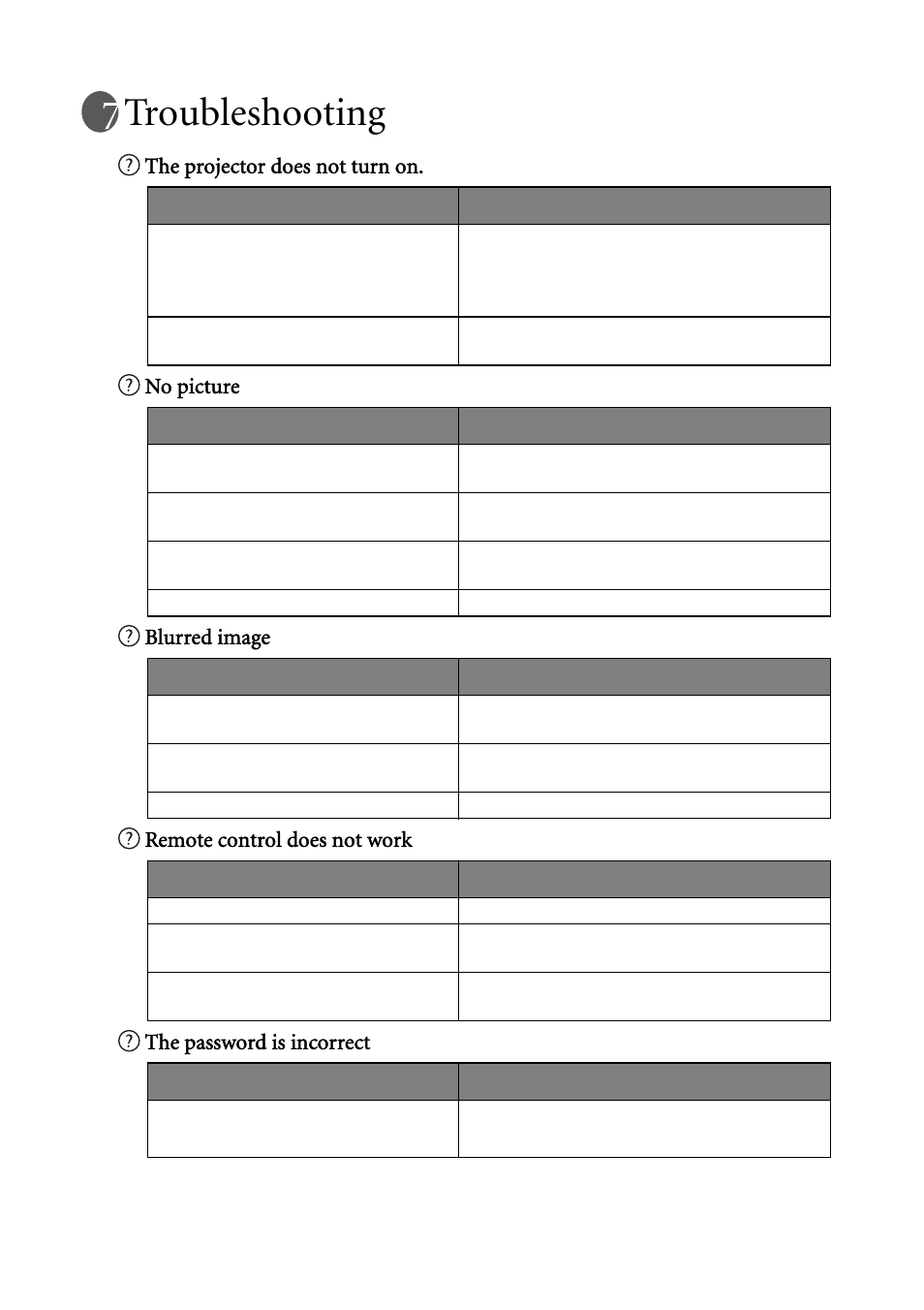 Troubleshooting | BenQ MP511 User Manual | Page 56 / 60