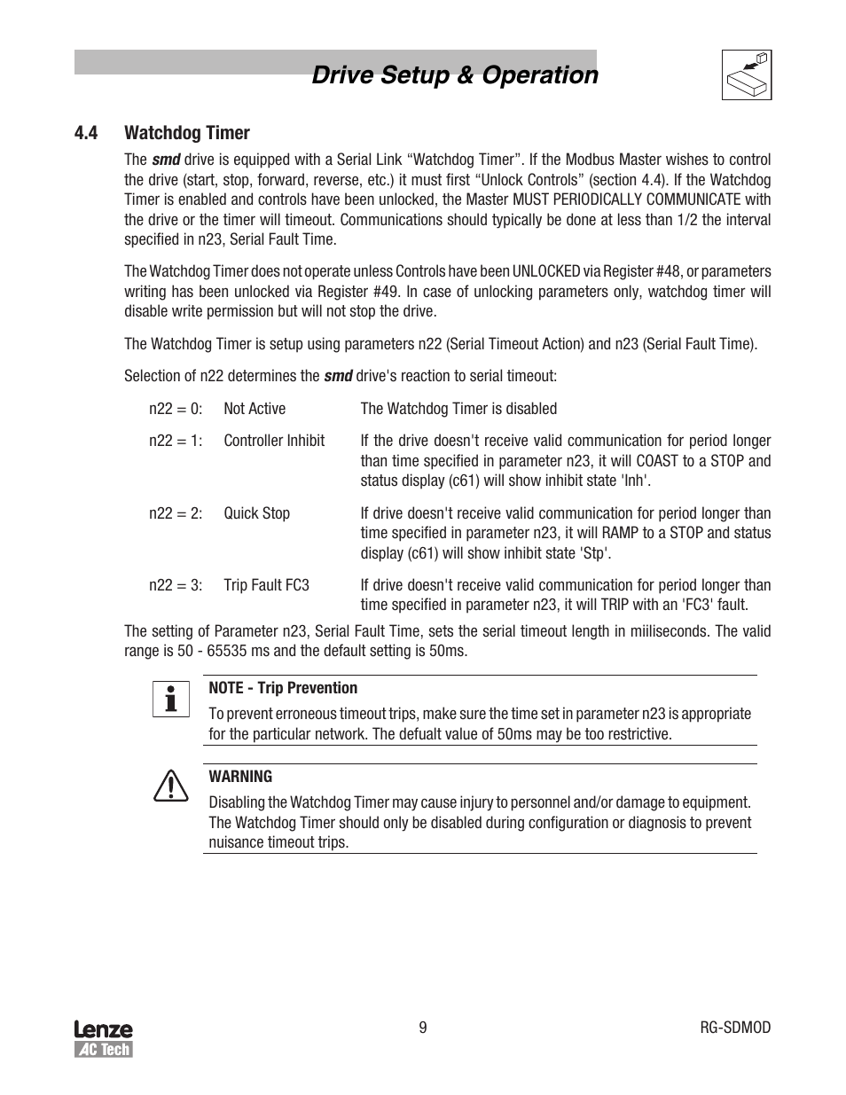 Drive setup & operation | Lenze smd Series Drives User Manual | Page 13 / 32