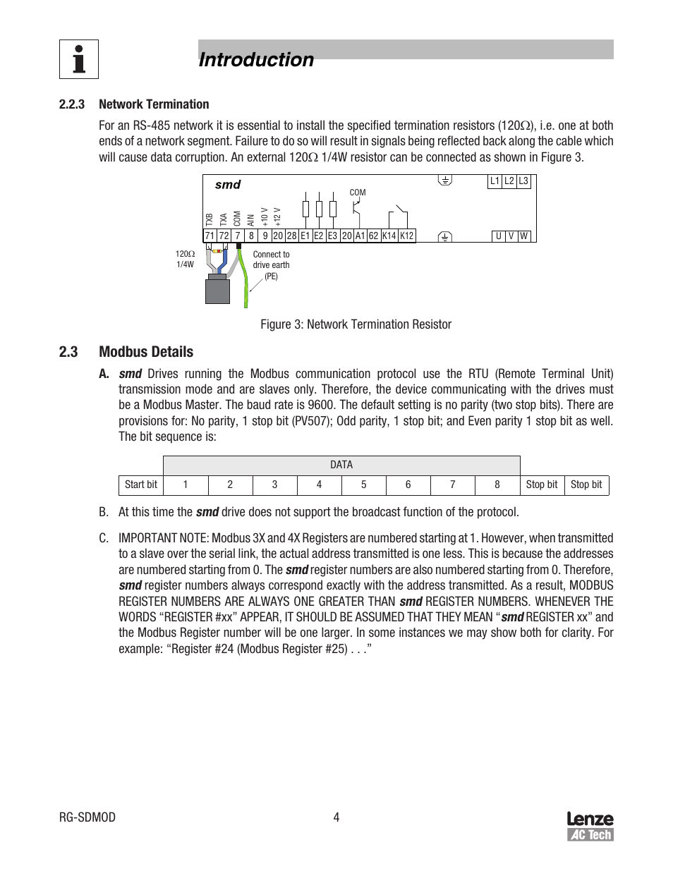 Introduction, 3 modbus details | Lenze smd Series Drives User Manual | Page 8 / 32