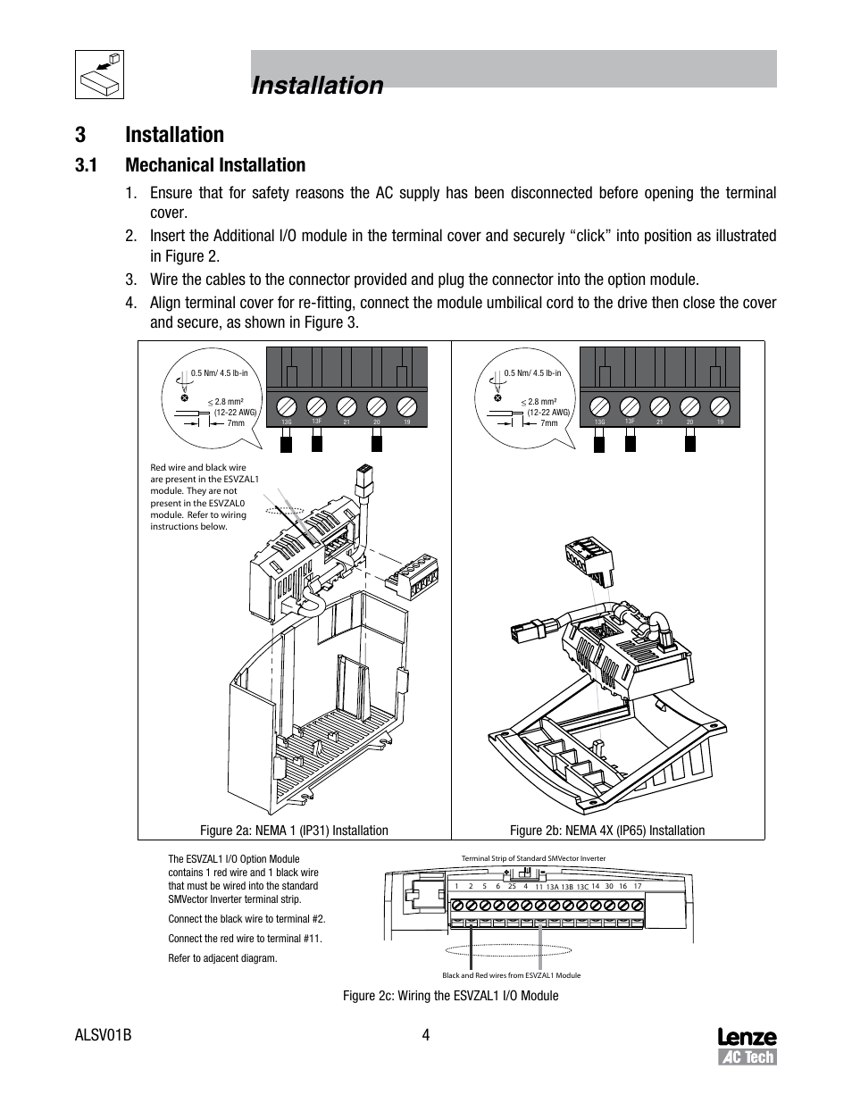 Installation, 3installation, 1 mechanical installation | Alsv01b 4 | Lenze SV SMV additional I-O module User Manual | Page 7 / 14