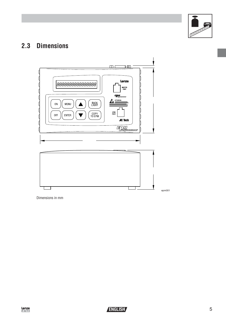 Technical data, 3 dimensions | Lenze EEPM1RA EPM User Manual | Page 7 / 26
