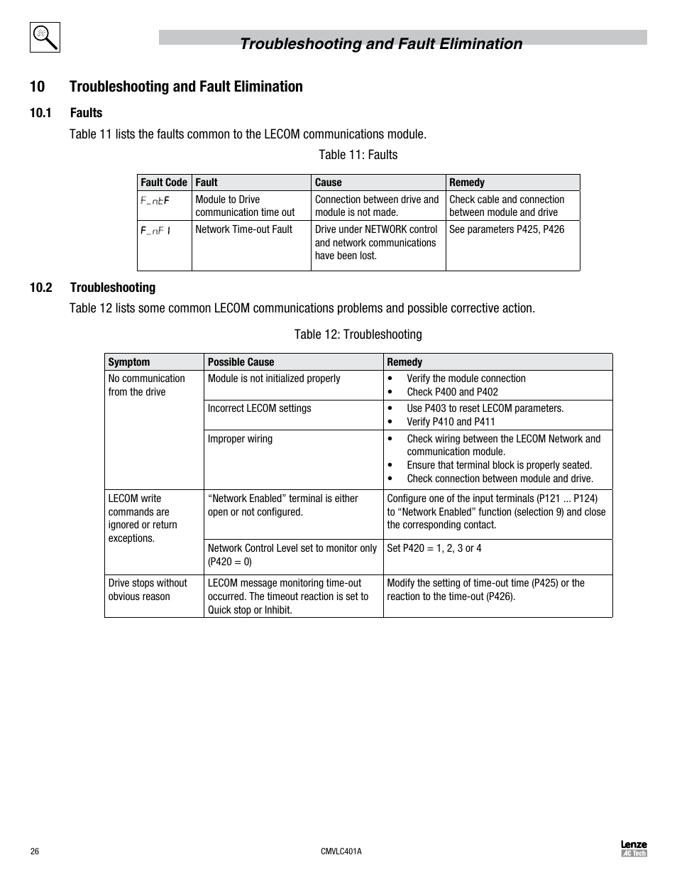 Lenze SMVector RS-485 LECOM User Manual | Page 28 / 29