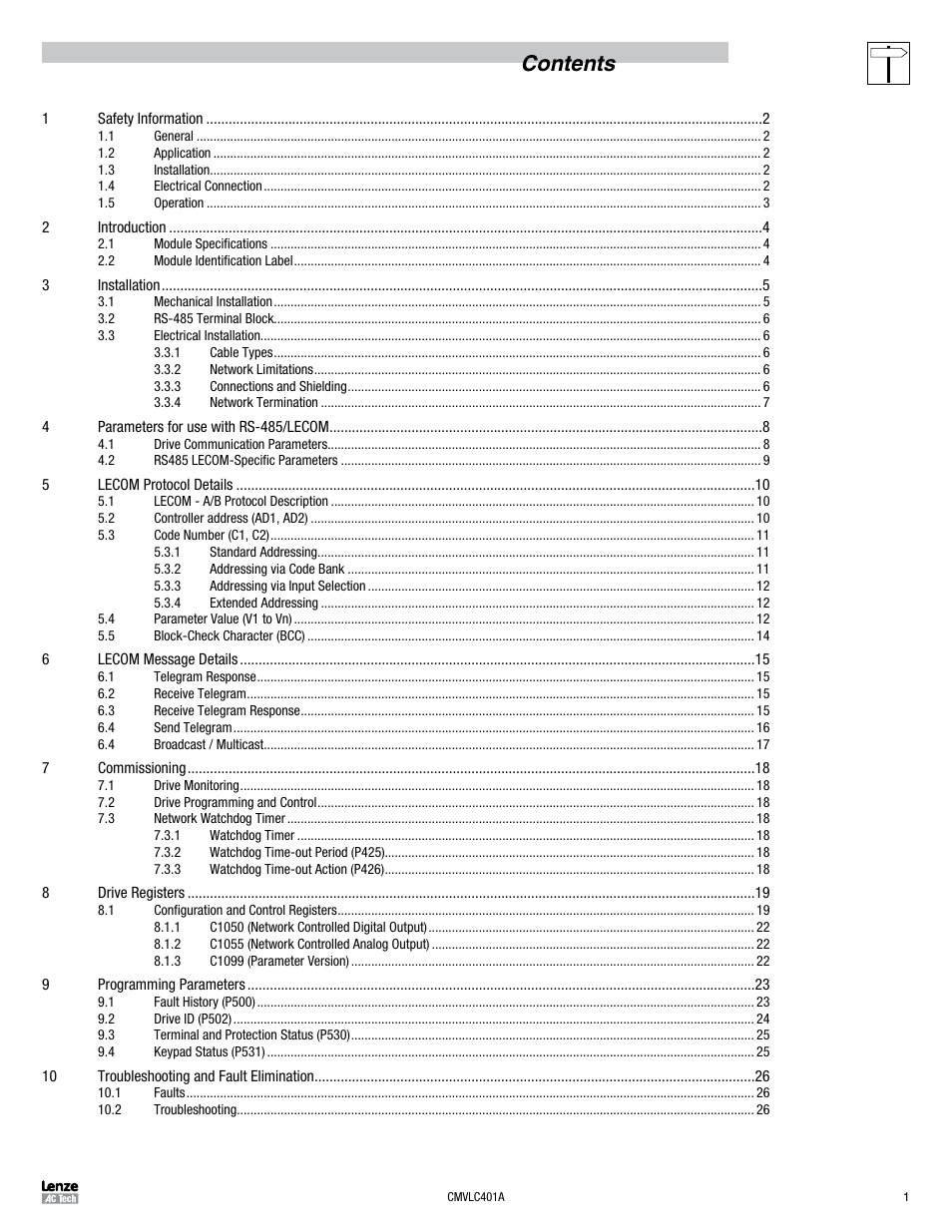 Lenze SMVector RS-485 LECOM User Manual | Page 3 / 29