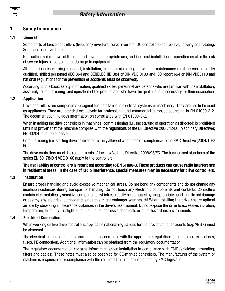 Lenze SMVector RS-485 LECOM User Manual | Page 4 / 29