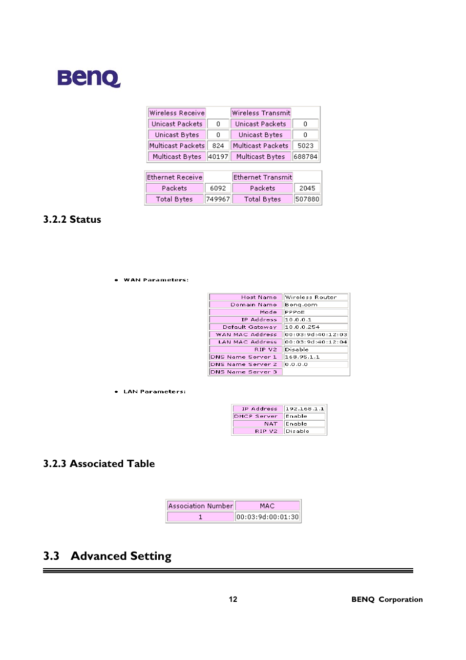 3 advanced setting | BenQ AWL-700 User Manual | Page 16 / 33