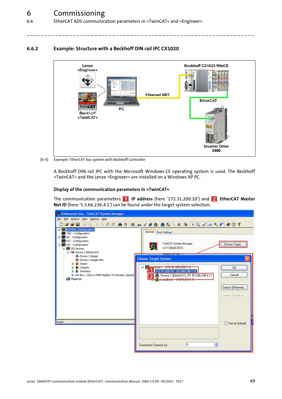 6commissioning | Lenze E84AYCET EtherCAT MCI module User Manual | Page 49 / 109