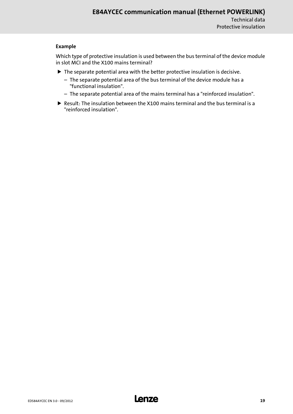 E84aycec communication manual (ethernet powerlink) | Lenze E84AYCEC User Manual | Page 19 / 89